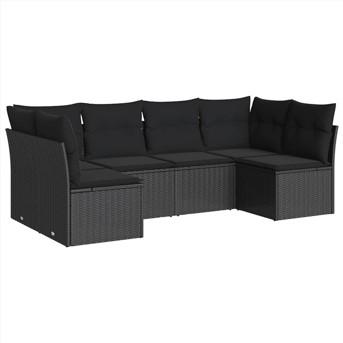 Set mobilier de grădină cu perne, 6 piese, negru, poliratan - WALTI WALTI