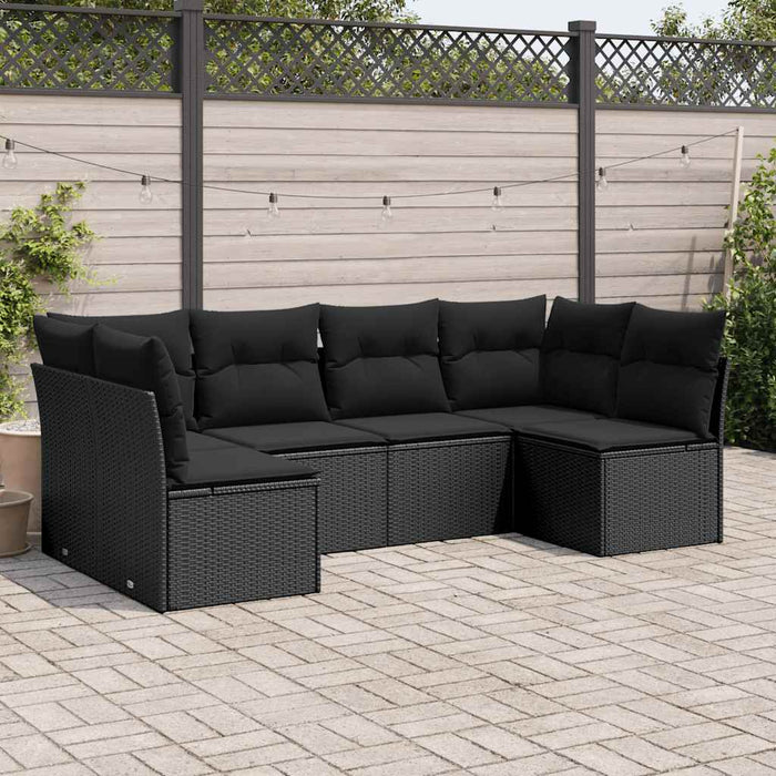 Set mobilier de grădină cu perne, 6 piese, negru, poliratan - WALTI WALTI
