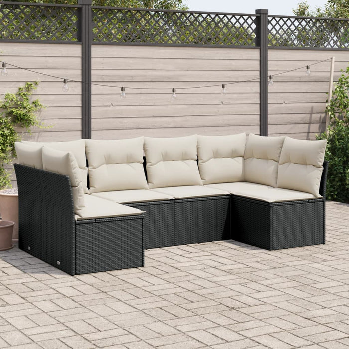 Set mobilier de grădină cu perne, 6 piese, negru, poliratan - WALTI WALTI