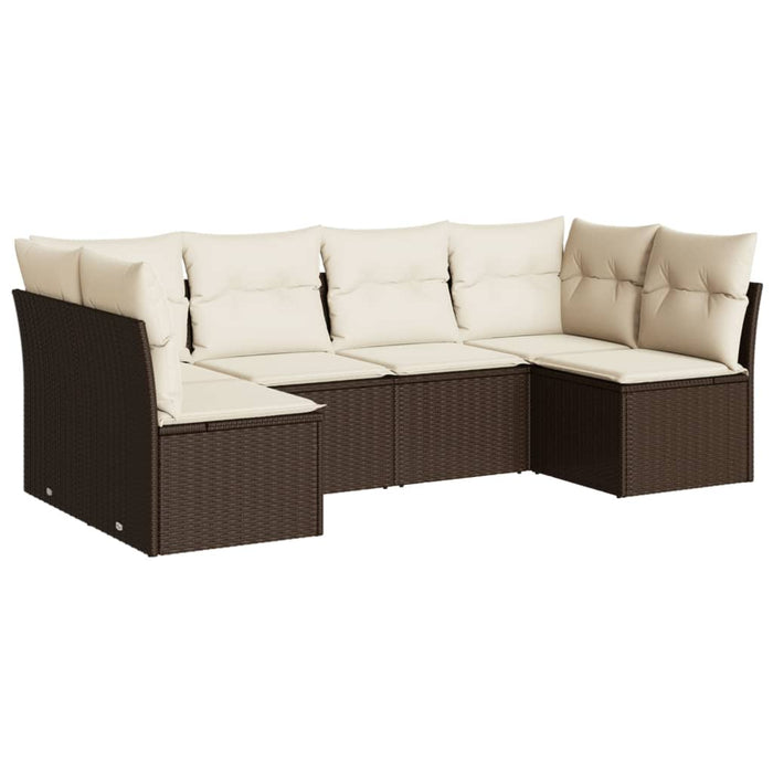 Set canapele de grădină cu perne, 6 piese, maro, poliratan WALTI