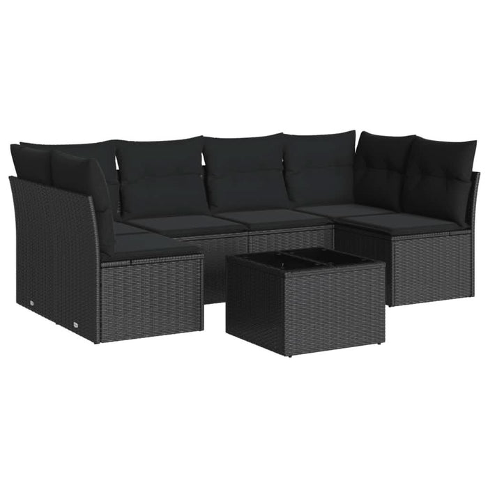 Set canapele de grădină cu perne, 7 piese, negru, poliratan - WALTI WALTI