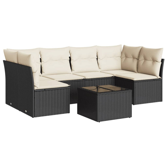 Set canapele de grădină cu perne, 7 piese, negru, poliratan - WALTI WALTI