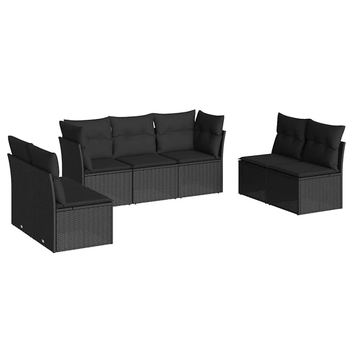Set canapele de grădină cu perne, 7 piese, negru, poliratan - WALTI WALTI