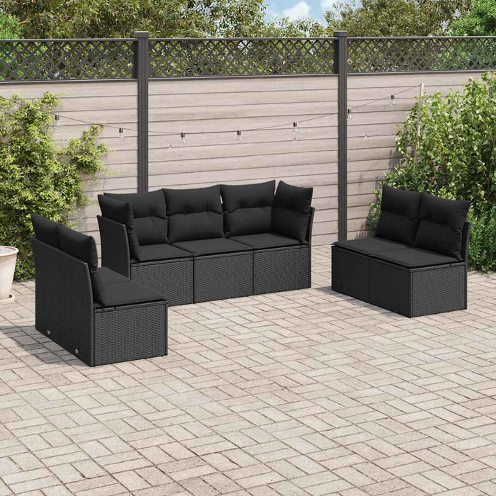 Set canapele de grădină cu perne, 7 piese, negru, poliratan - WALTI WALTI