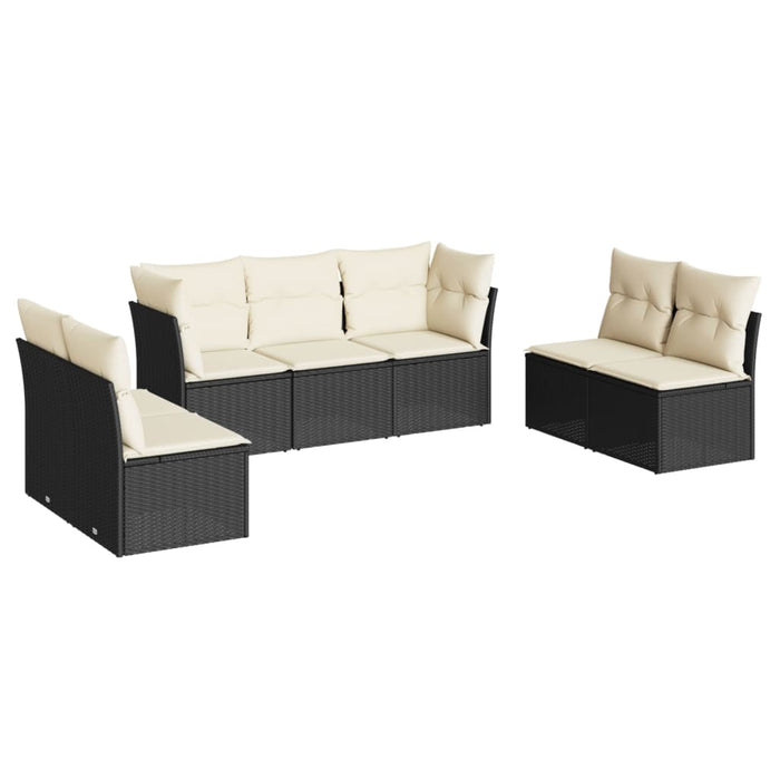 Set canapele de grădină cu perne, 7 piese, negru, poliratan - WALTI WALTI