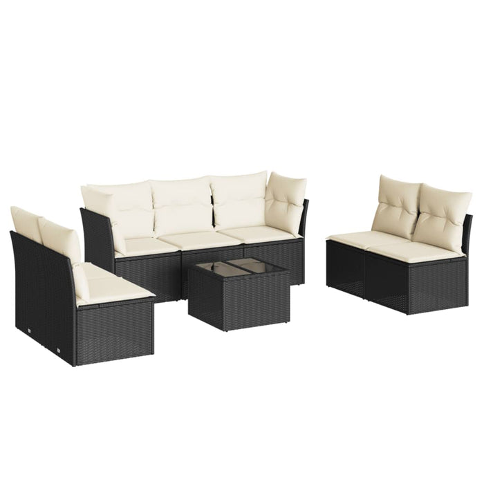 Set mobilier de grădină cu perne, 8 piese, negru, poliratan - WALTI WALTI