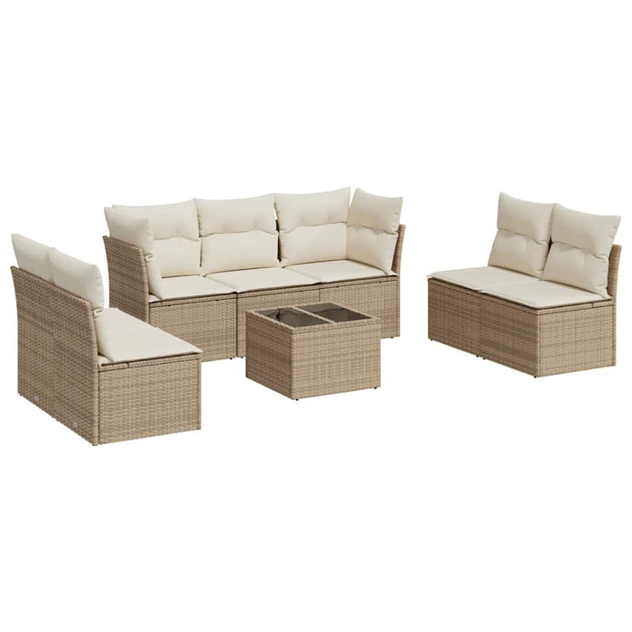 Set canapele de grădină, 8 piese, cu perne, bej, poliratan WALTI