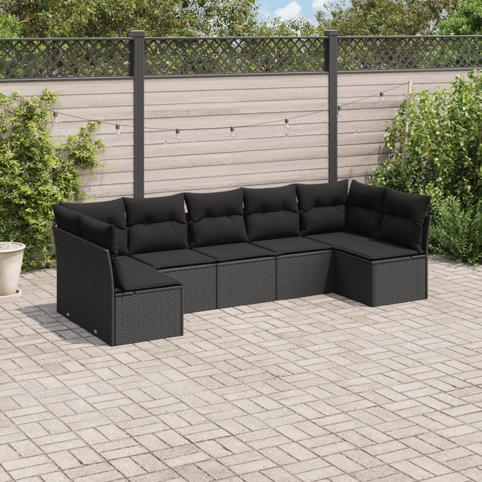 Set canapele de grădină cu perne, 7 piese, negru, poliratan - WALTI WALTI