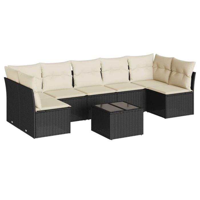 Set mobilier de grădină cu perne, 8 piese, negru, poliratan - WALTI WALTI