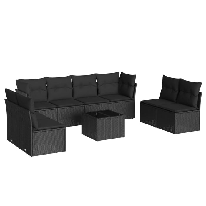 Set mobilier de grădină cu perne, 9 piese, negru, poliratan - WALTI WALTI