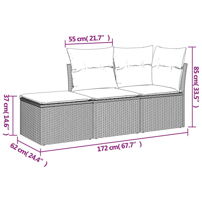 Set mobilier de grădină cu perne, 3 piese, negru, poliratan - WALTI WALTI