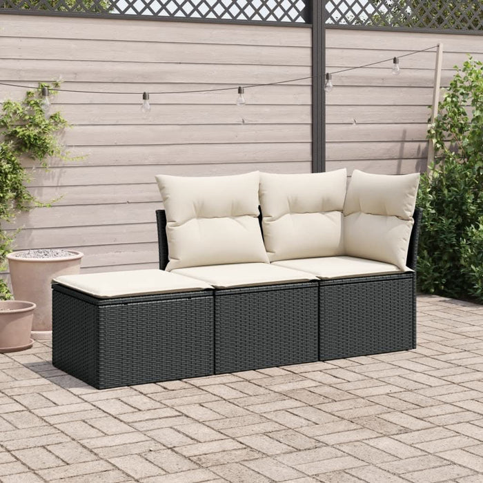 Set mobilier de grădină cu perne, 3 piese, negru, poliratan - WALTI WALTI