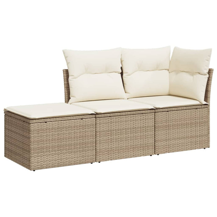 Set canapele de grădină, 3 piese, cu perne, bej, poliratan WALTI