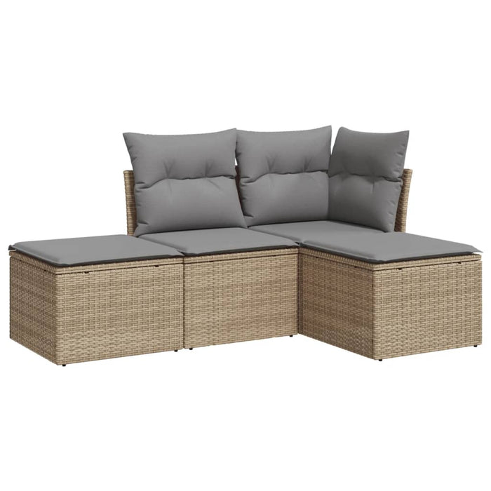 Set canapele de grădină, 4 piese, cu perne, bej, poliratan - WALTI WALTI