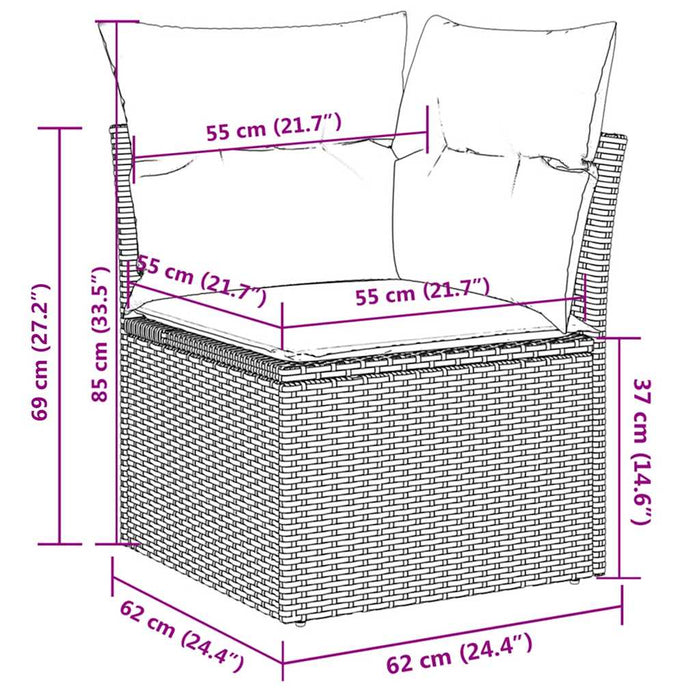 Set mobilier de grădină cu perne, 4 piese, negru, poliratan WALTI