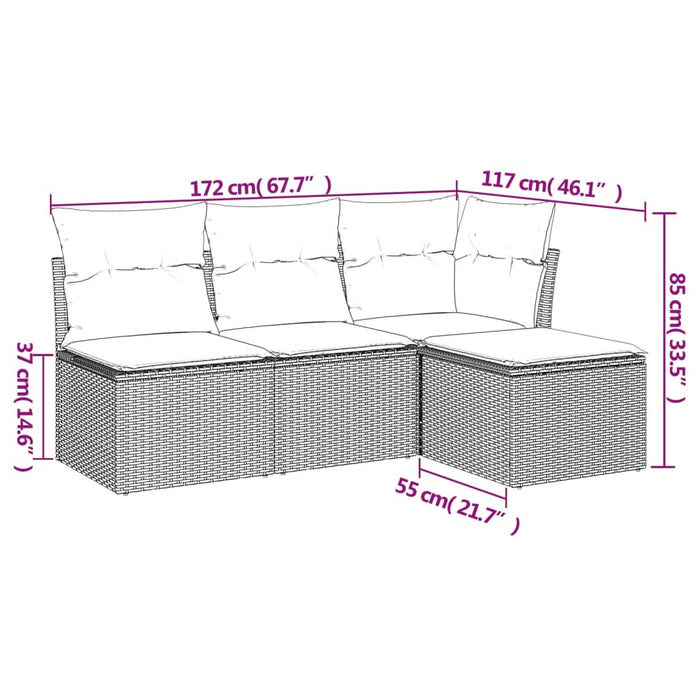 Set canapele de grădină, 4 piese, cu perne, maro poliratan maro - WALTI WALTI