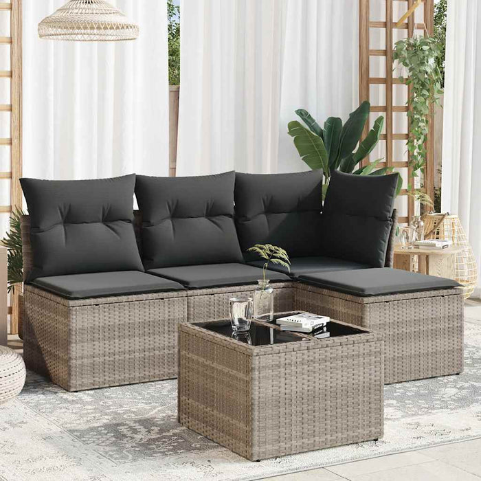 Set canapele de grădină cu perne, 5 piese gri deschis poliratan - WALTI WALTI