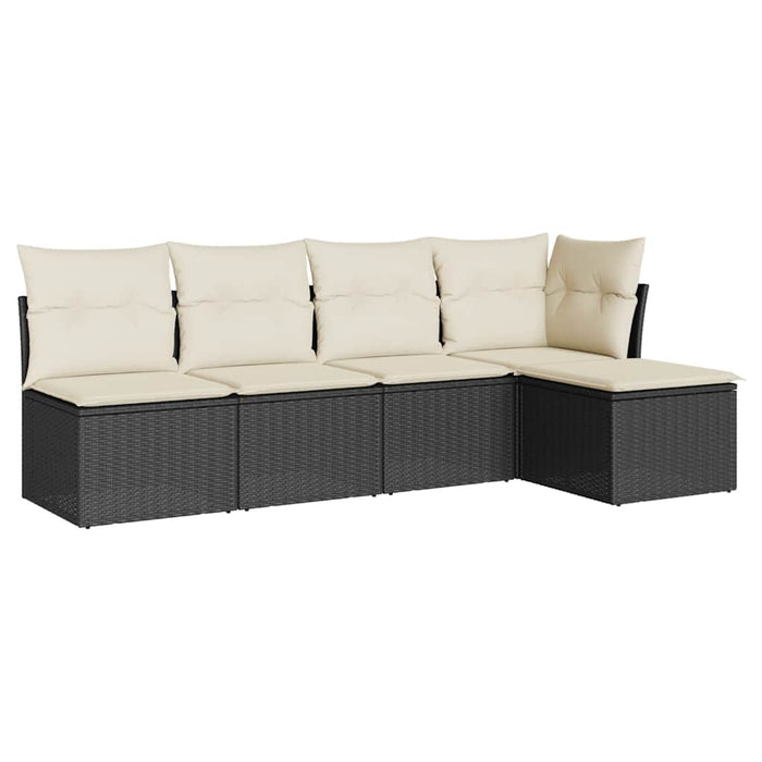 Set mobilier de grădină cu perne, 5 piese, negru, poliratan - WALTI WALTI
