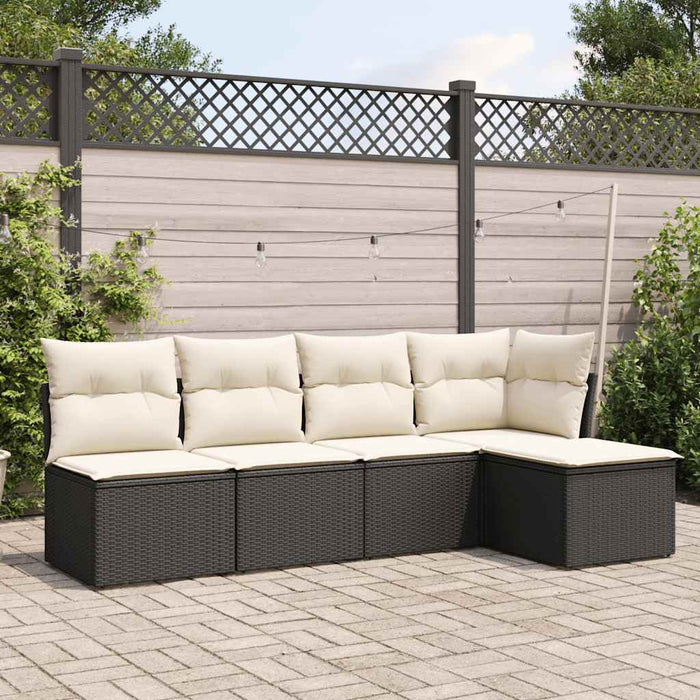 Set mobilier de grădină cu perne, 5 piese, negru, poliratan - WALTI WALTI
