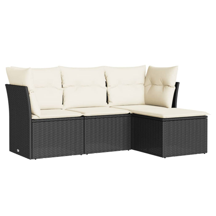 Set mobilier de grădină cu perne, 4 piese, negru, poliratan - WALTI WALTI