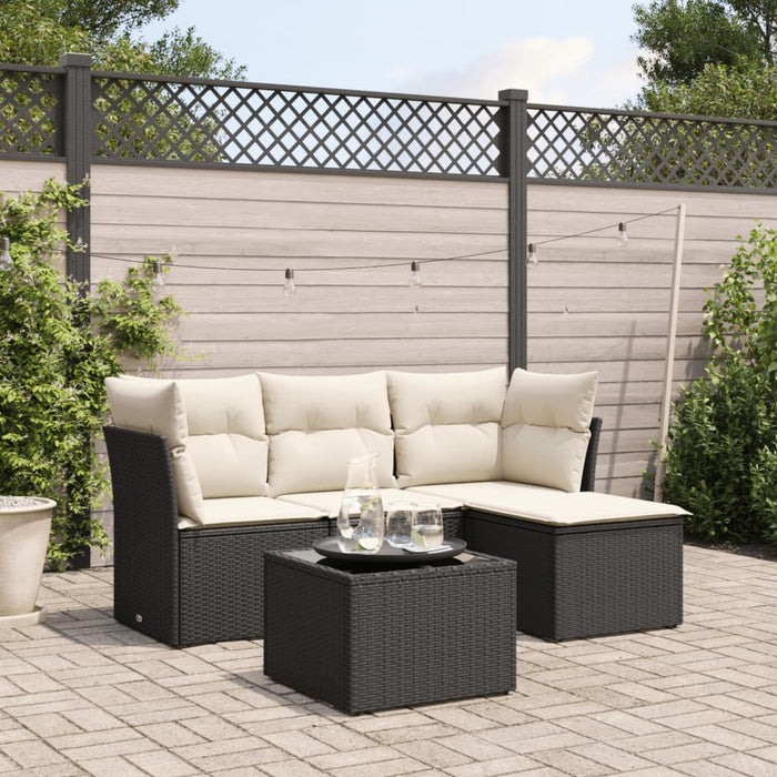 Set mobilier de grădină cu perne, 5 piese, negru, poliratan - WALTI WALTI