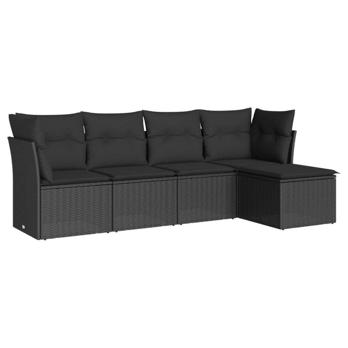 Set mobilier de grădină cu perne, 5 piese, negru, poliratan - WALTI WALTI