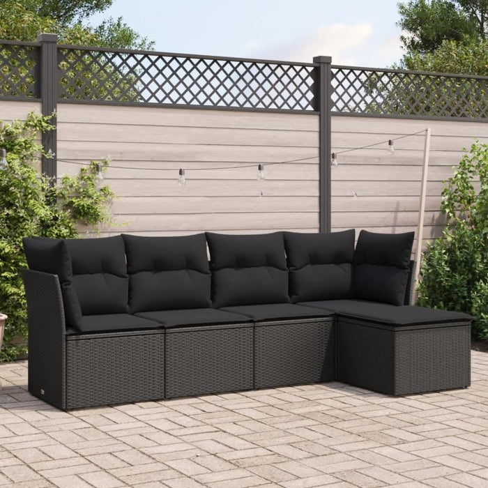 Set mobilier de grădină cu perne, 5 piese, negru, poliratan - WALTI WALTI