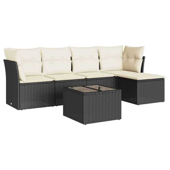Set mobilier de grădină cu perne, 6 piese, negru, poliratan - WALTI WALTI