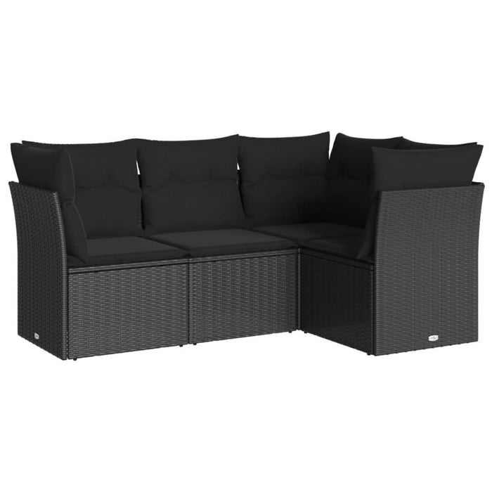 Set mobilier de grădină cu perne, 4 piese, negru, poliratan - WALTI WALTI
