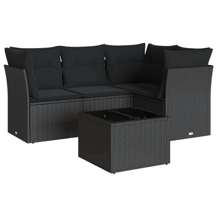 Set mobilier de grădină cu perne, 5 piese, negru, poliratan - WALTI WALTI