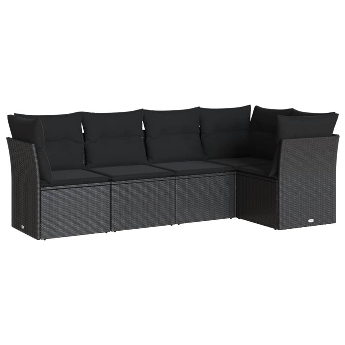 Set mobilier de grădină cu perne, 5 piese, negru, poliratan - WALTI WALTI