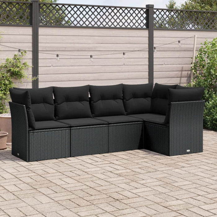 Set mobilier de grădină cu perne, 5 piese, negru, poliratan - WALTI WALTI