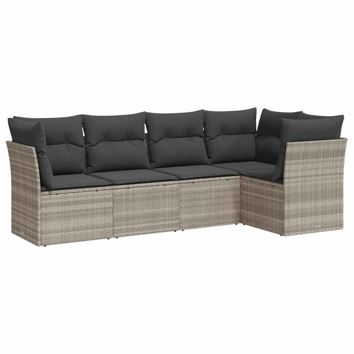 Set canapele de grădină cu perne, 5 piese gri deschis poliratan - WALTI WALTI