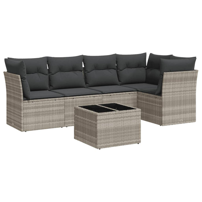 Set canapele de grădină cu perne, 6 piese gri deschis poliratan - WALTI WALTI