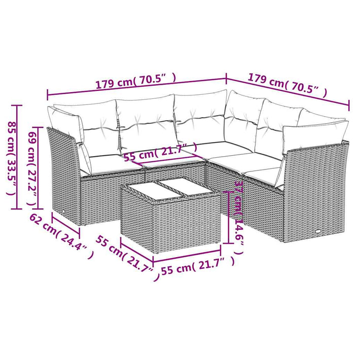 Set mobilier de grădină cu perne, 6 piese, negru, poliratan - WALTI WALTI