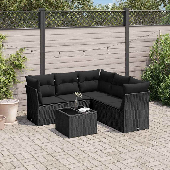 Set mobilier de grădină cu perne, 6 piese, negru, poliratan - WALTI WALTI