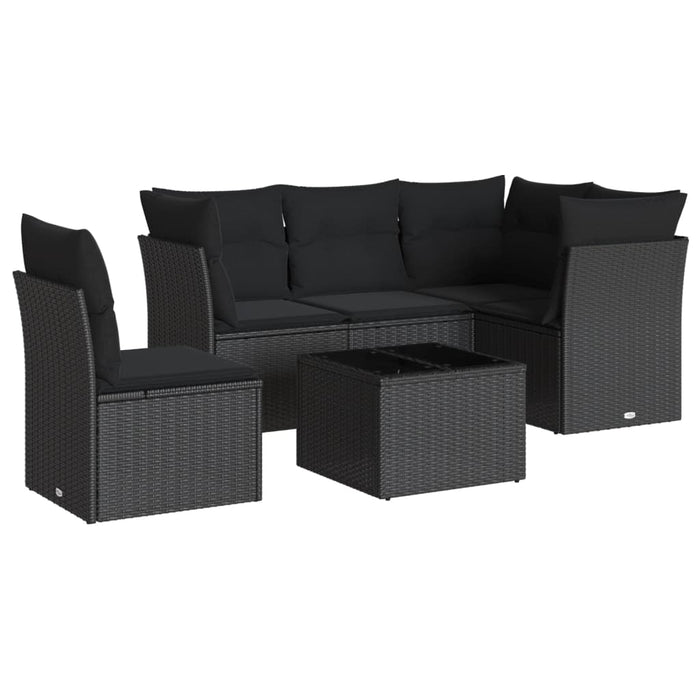 Set mobilier de grădină cu perne, 6 piese, negru, poliratan - WALTI WALTI