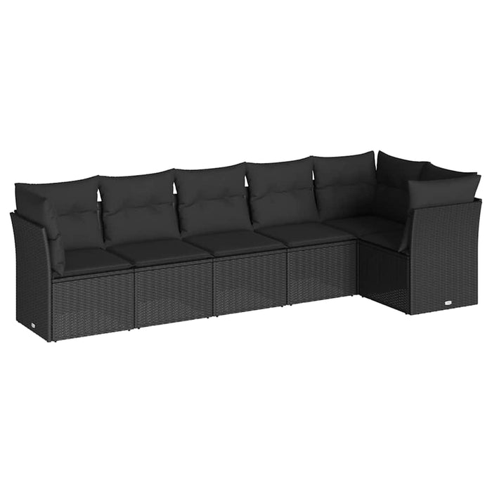 Set mobilier de grădină cu perne, 6 piese, negru, poliratan - WALTI WALTI