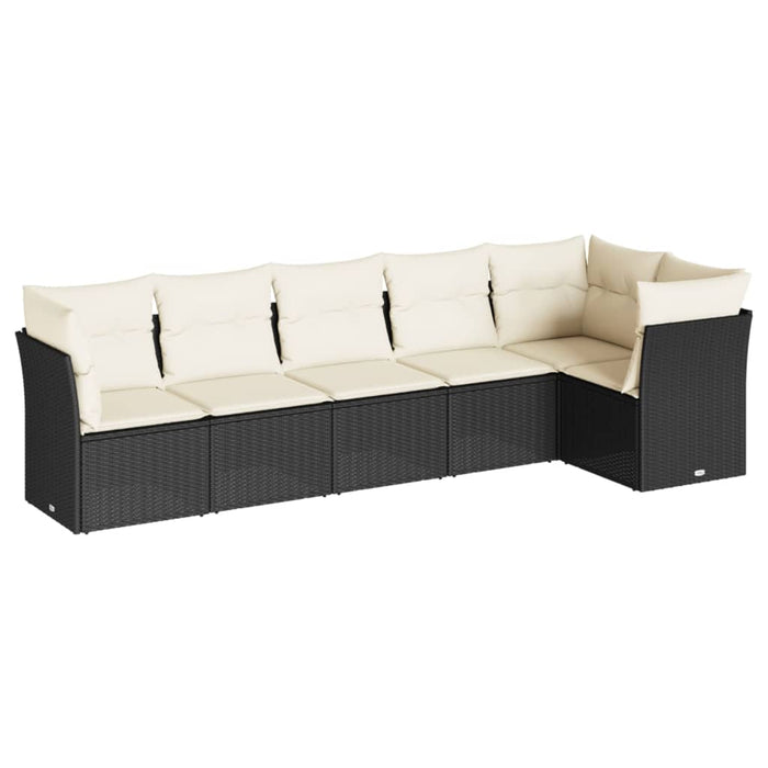 Set mobilier de grădină cu perne, 6 piese, negru, poliratan - WALTI WALTI