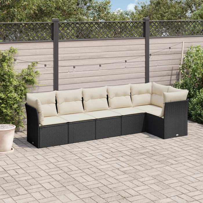 Set mobilier de grădină cu perne, 6 piese, negru, poliratan - WALTI WALTI