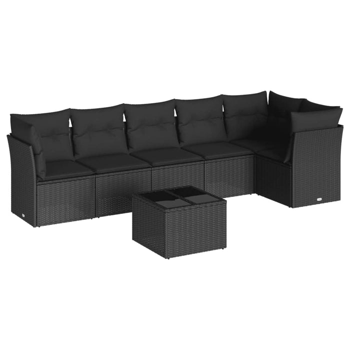 Set canapele de grădină cu perne, 7 piese, negru, poliratan - WALTI WALTI