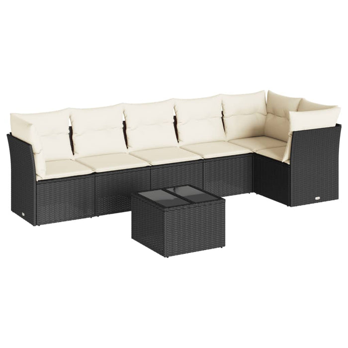 Set canapele de grădină cu perne, 7 piese, negru, poliratan - WALTI WALTI