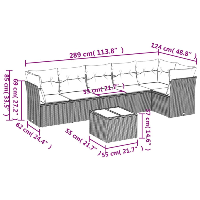 Set canapele de grădină cu perne, 7 piese, negru, poliratan - WALTI WALTI