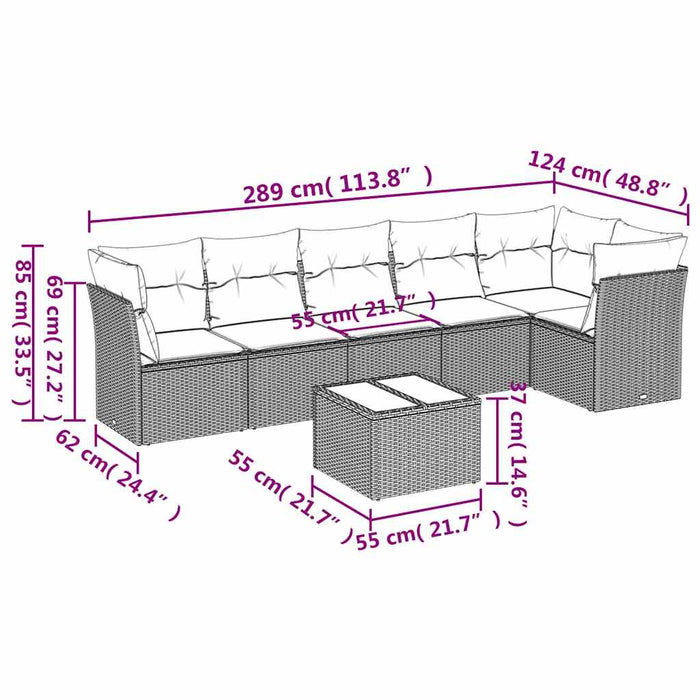 Set canapele de grădină, 7 piese, cu perne, gri, poliratan - WALTI WALTI