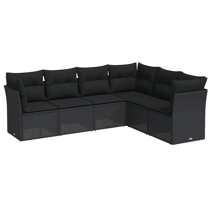Set mobilier de grădină cu perne, 6 piese, negru, poliratan - WALTI WALTI