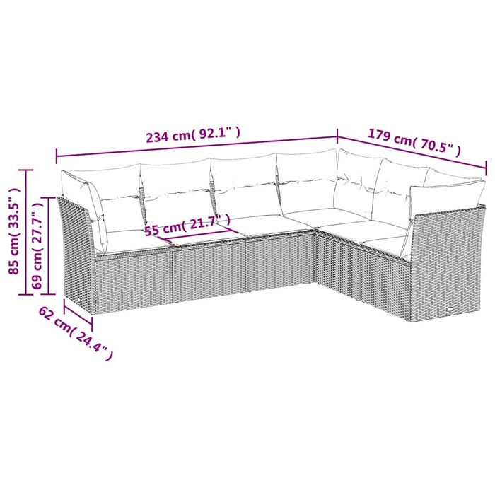 Set mobilier de grădină cu perne, 6 piese, negru, poliratan - WALTI WALTI