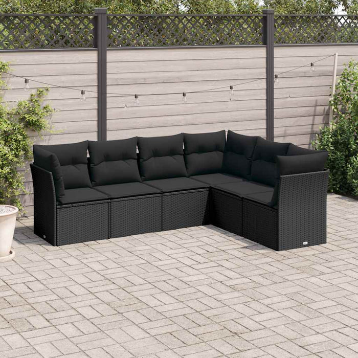 Set mobilier de grădină cu perne, 6 piese, negru, poliratan - WALTI WALTI
