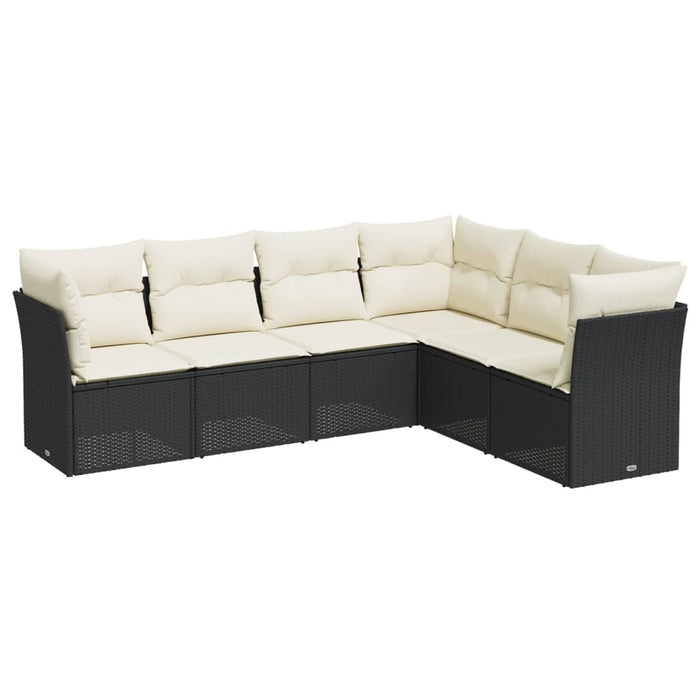 Set mobilier de grădină cu perne, 6 piese, negru, poliratan - WALTI WALTI