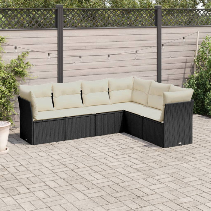 Set mobilier de grădină cu perne, 6 piese, negru, poliratan - WALTI WALTI