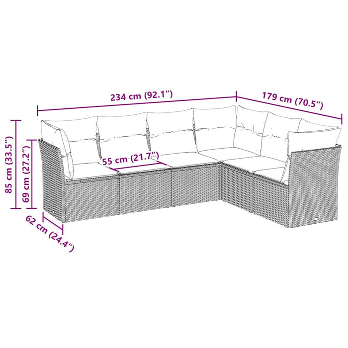 Set canapele de grădină cu perne, 6 piese gri deschis poliratan - WALTI WALTI